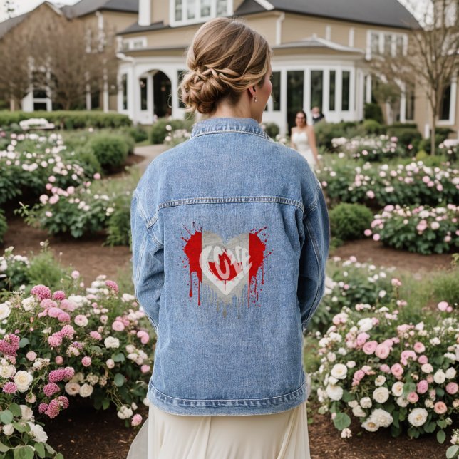 Love Canada Flag Jeansjacke (Hochzeit Rückseite)