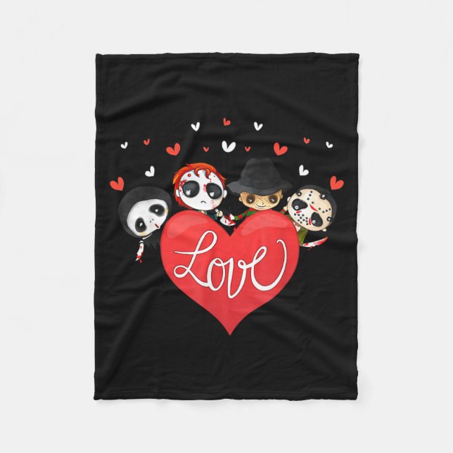 Love Candy Heart Cute Killer Horror Movie Anti Val Fleecedecke (Vorderseite)
