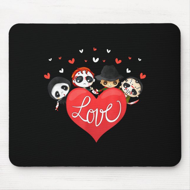 Love Candy Heart Cute Killer Horror Movie Anti Val Mousepad (Vorne)