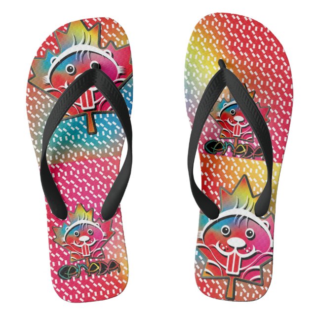  LOVE Castor/ Maple flag Canada by Masanser Flip Flops (Fußbett)