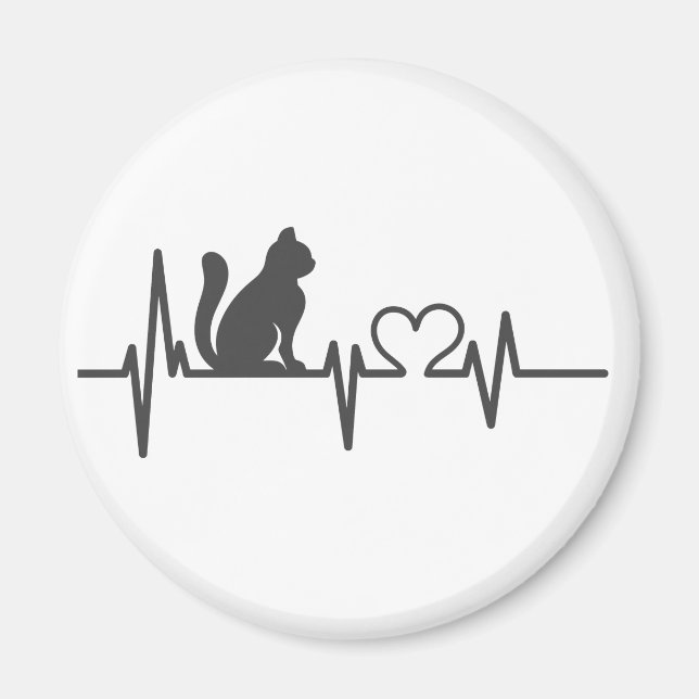 Love cat cardiogram - Choose background color Magnet (Vorne)