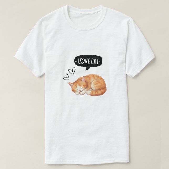 Love Cat Cute Sleeping Kitten Illustration T-Shirt (Design vorne)