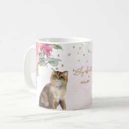 Love Cat Illustration Gold Glitzer Girl Gift Kaffeetasse