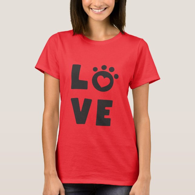 Love Cat Paw Heart Cute Kitty Design for Cat Moms  T-Shirt (Vorderseite)