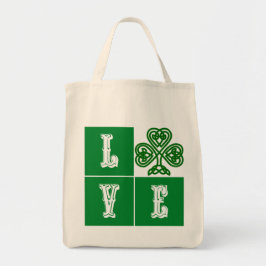 Love Celtic Shamrock Hearts Tragetasche