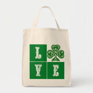 Love Celtic Shamrock Hearts Tragetasche