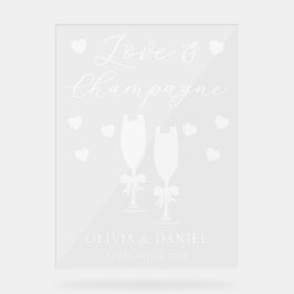 Love & Champagne Personalized Wedding Acrylschild