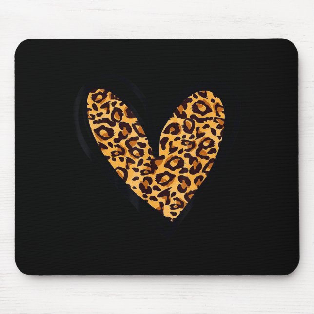 Love Cheetah Leopard Print Heart Valentines Day Gi Mousepad (Vorne)