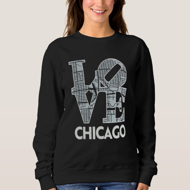 Love Chicago City Map South Side Chicago Baseball Sweatshirt (Vorderseite)