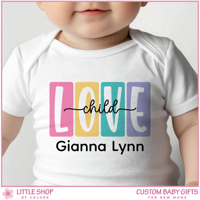 Love Child Customizable Name Girl's Baby Strampler (Von Creator hochgeladen)