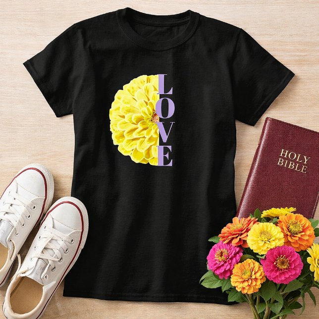 Love Christian Bright Yellow Zinnia Floral T-Shirt (Love Christian Yellow Floral Shirt)