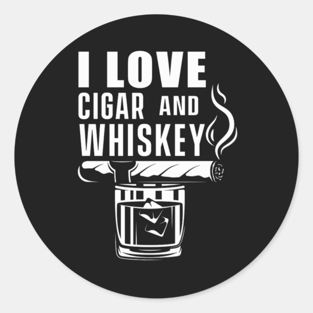 Love Cigar Whiskey Humidor Cigars Lover Gift Runder Aufkleber (Vorderseite)