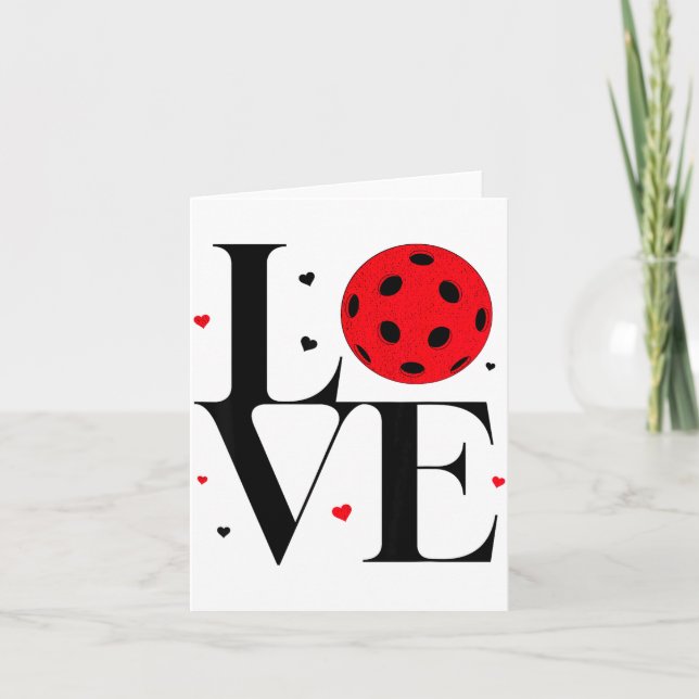 Love Ckleball Valentines Day Cute Red Heart  Karte (Vorderseite)