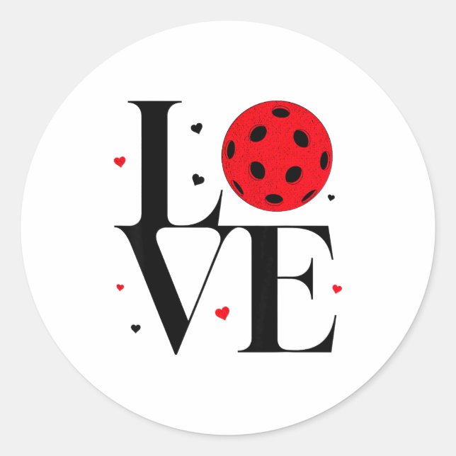 Love Ckleball Valentines Day Cute Red Heart  Runder Aufkleber (Vorderseite)