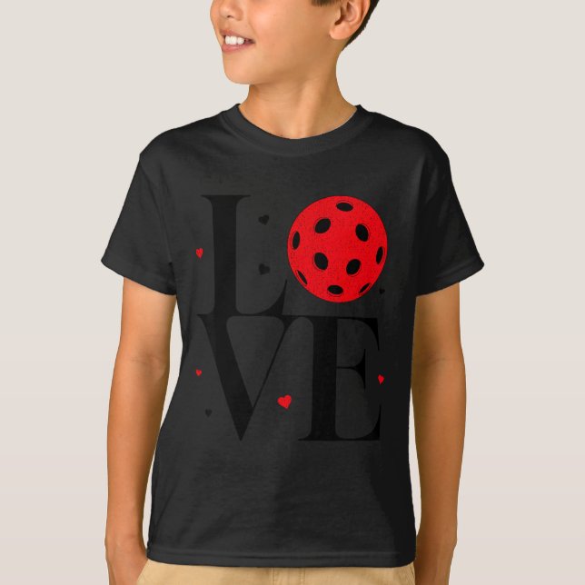 Love Ckleball Valentines Day Cute Red Heart  T-Shirt (Vorderseite)