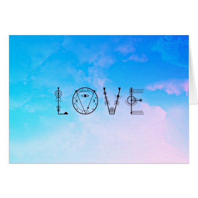 * LOVE Clouds Sky Watercolor Turquoise White (Vorderseite (Horizontal))
