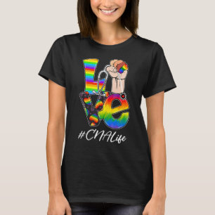 LOVE CNA Life Nurse LGBT Gay Pride Regenbogenflagg T-Shirt