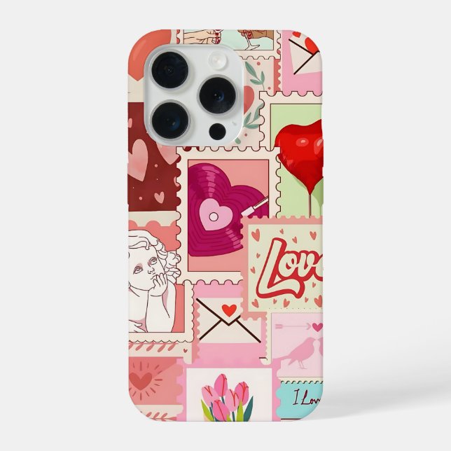 Love Collage Phone Case | Romantic Pink Aesthetic iPhone Hülle (Rückseite)