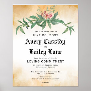 Love Commitment - Hochzeitszertifikat Poster