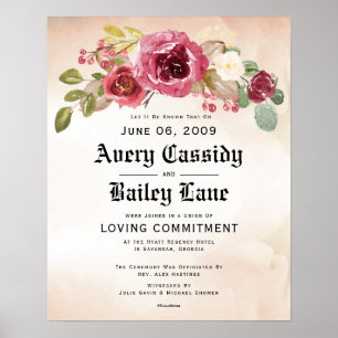 Love Commitment - Hochzeitszertifikat Poster