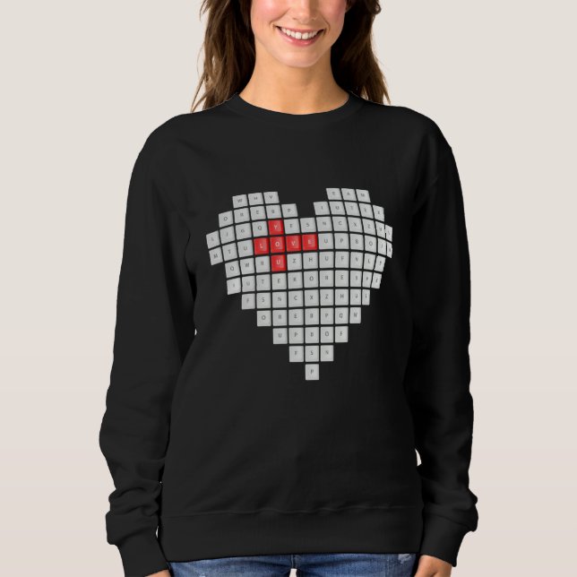 LOVE Computer Keyboard Valentines Day Women Men Ad Sweatshirt (Vorderseite)