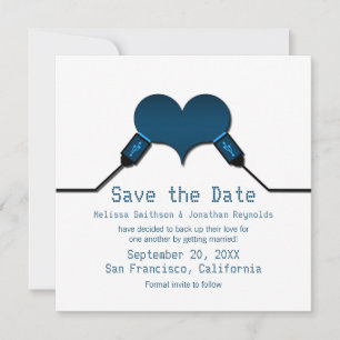 Love Connection USB Save-the-Date-Einladung, Blau Einladung