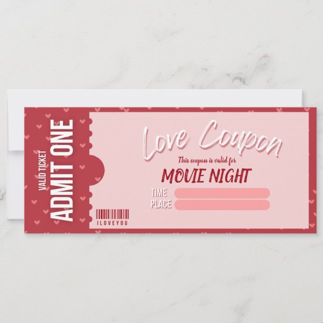 Love Coupon Valentine's Day Card Einladung (Vorderseite)