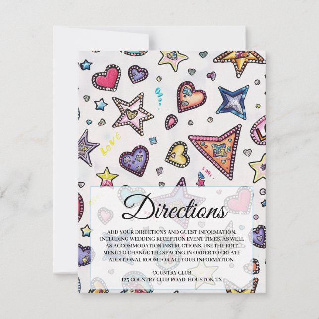 Love & Crystal Wedding Directions Insert Card Einladung (Vorderseite)
