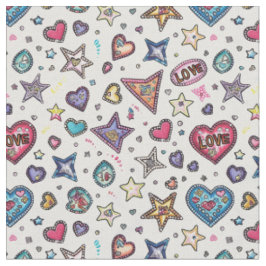 Love & Crystals | Crystal Hearts Nahtloses Muster Stoff