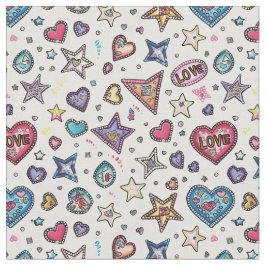 Love & Crystals | Crystal Hearts Seamless Pattern  Stoff