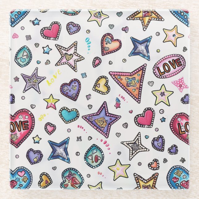 Love & Crystals | Photo  Coaster Glasuntersetzer (Vorderseite)