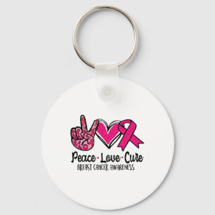Love Cure Pink Ribbon Brustkrebs-Bewusstsein 3 Schlüsselanhänger