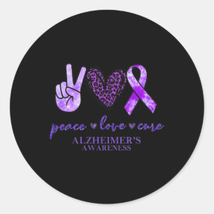 Love Cure Ribbon Leopard Alzheimerheimer Brain Awa Runder Aufkleber