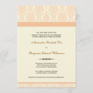 Love Damask Hochzeit Einladung (Pfirsich/Creme)