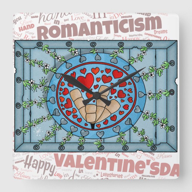Love - Deaf Quadratische Wanduhr (Vorderseite)