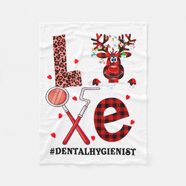 Love Dental Christmas Reindeer Dental Squad Xmas D Fleecedecke (Vorderseite)