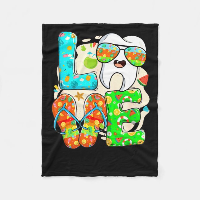 Love Dental Life Cute Tooth Flip Flops Summer Dent Fleecedecke (Vorderseite)