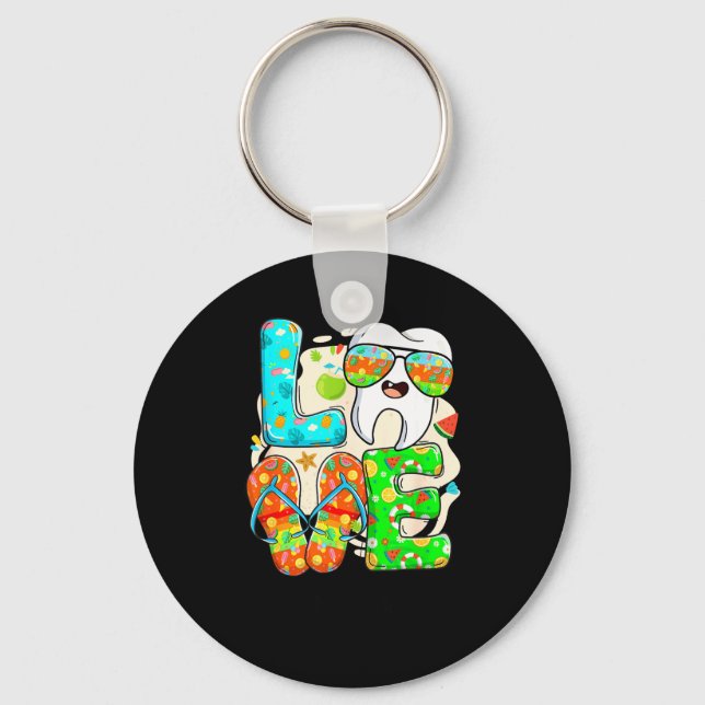 Love Dental Life Cute Tooth Flip Flops Summer Dent Schlüsselanhänger (Vorderseite)