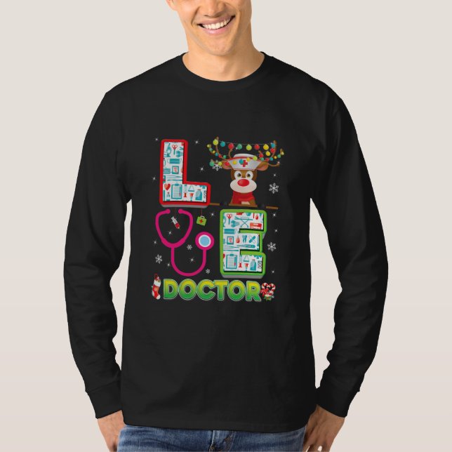 Love Doctor Reindeer Stethoscope Sweater Ugly T-Shirt (Vorderseite)