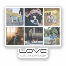 Love Dog Family Portrait Collage Design Aufkleber