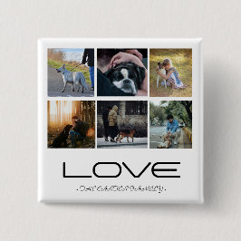 Love Dog Family Portrait Collage Design Button