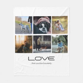 Love Dog Family Portrait Collage Design Fleecedecke