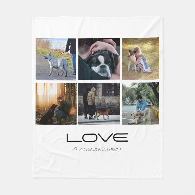 Love Dog Family Portrait Collage Design Fleecedecke (Vorderseite)