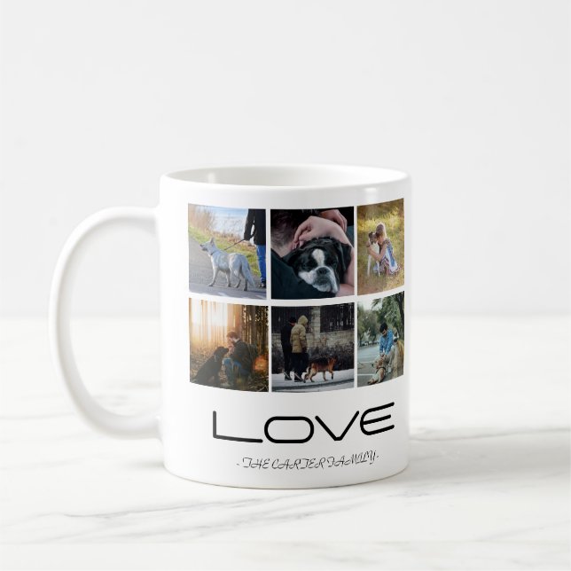 Love Dog Family Portrait Collage Design Kaffeetasse (Links)