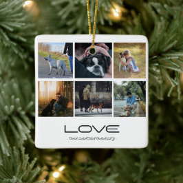 Love Dog Family Portrait Collage Design Keramikornament