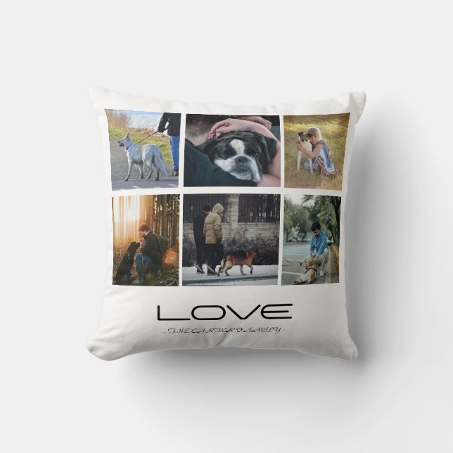 Love Dog Family Portrait Collage Design Kissen (Vorderseite)