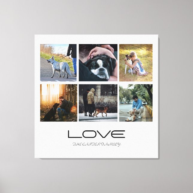 Love Dog Family Portrait Collage Design Leinwanddruck (Vorderseite)