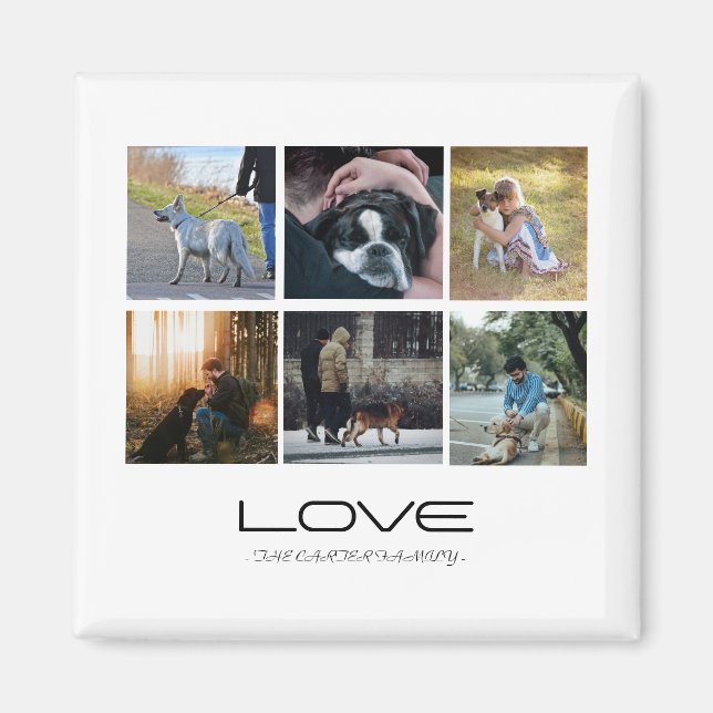 Love Dog Family Portrait Collage Design Magnet (Vorne)