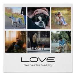 Love Dog Family Portrait Collage Design Poster