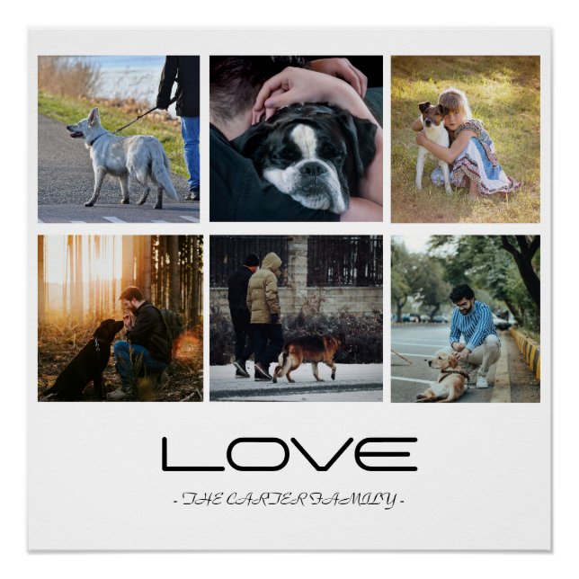 Love Dog Family Portrait Collage Design Poster (Vorderseite)